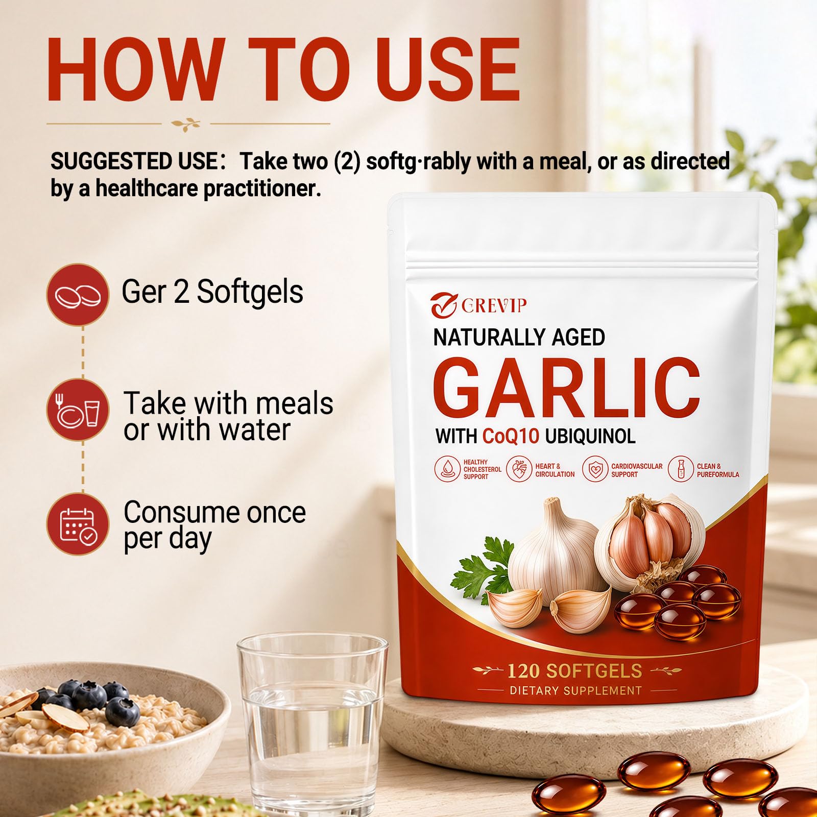 Aged Odorless Garlic Extract Softgels Natural Aged Garlic Supplements 120Ct — Amazon image 5
