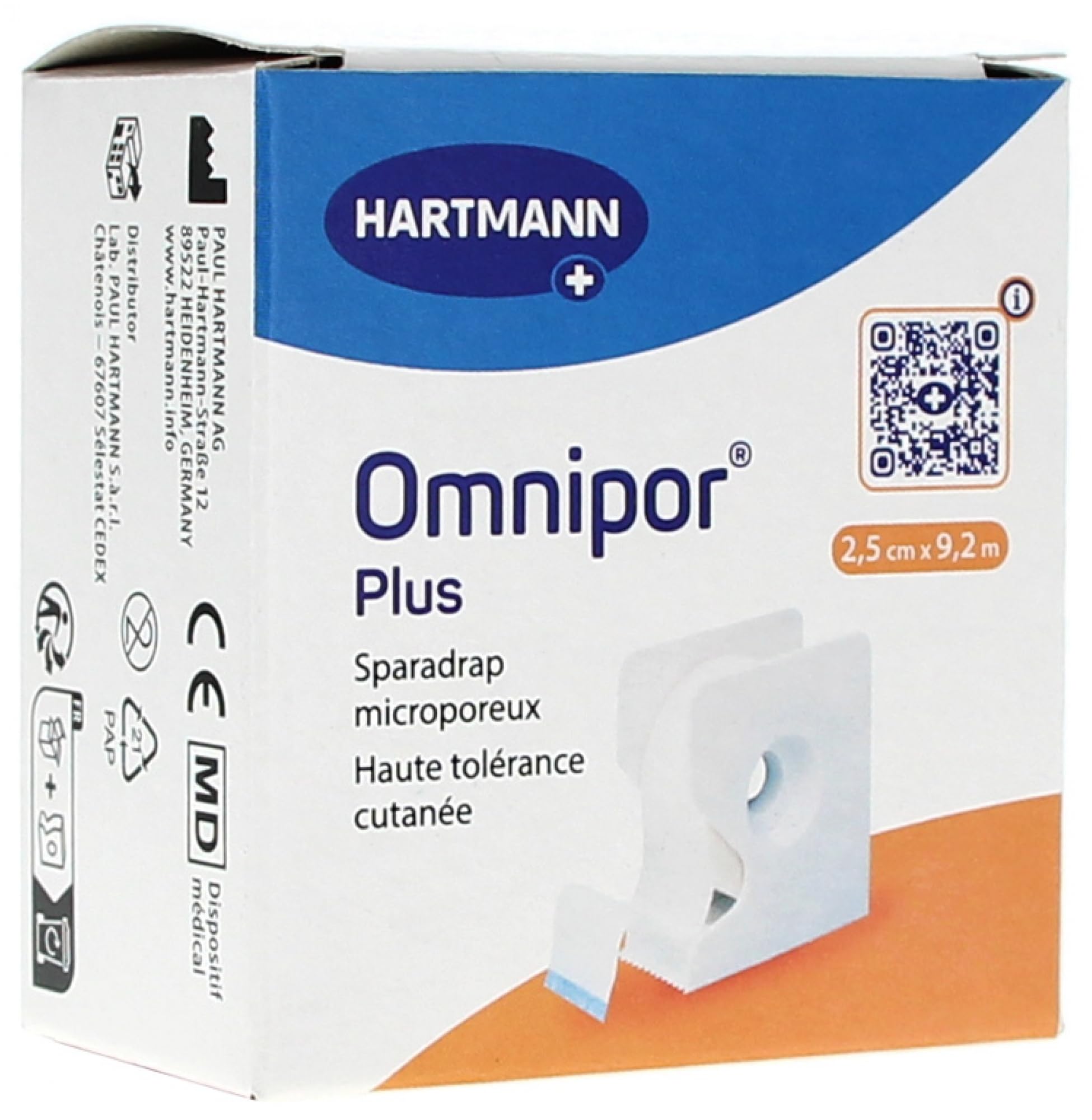 HARTMANN Omnipore Plus Sparadraps 2.5 cm x 9.2 M Pack de 1