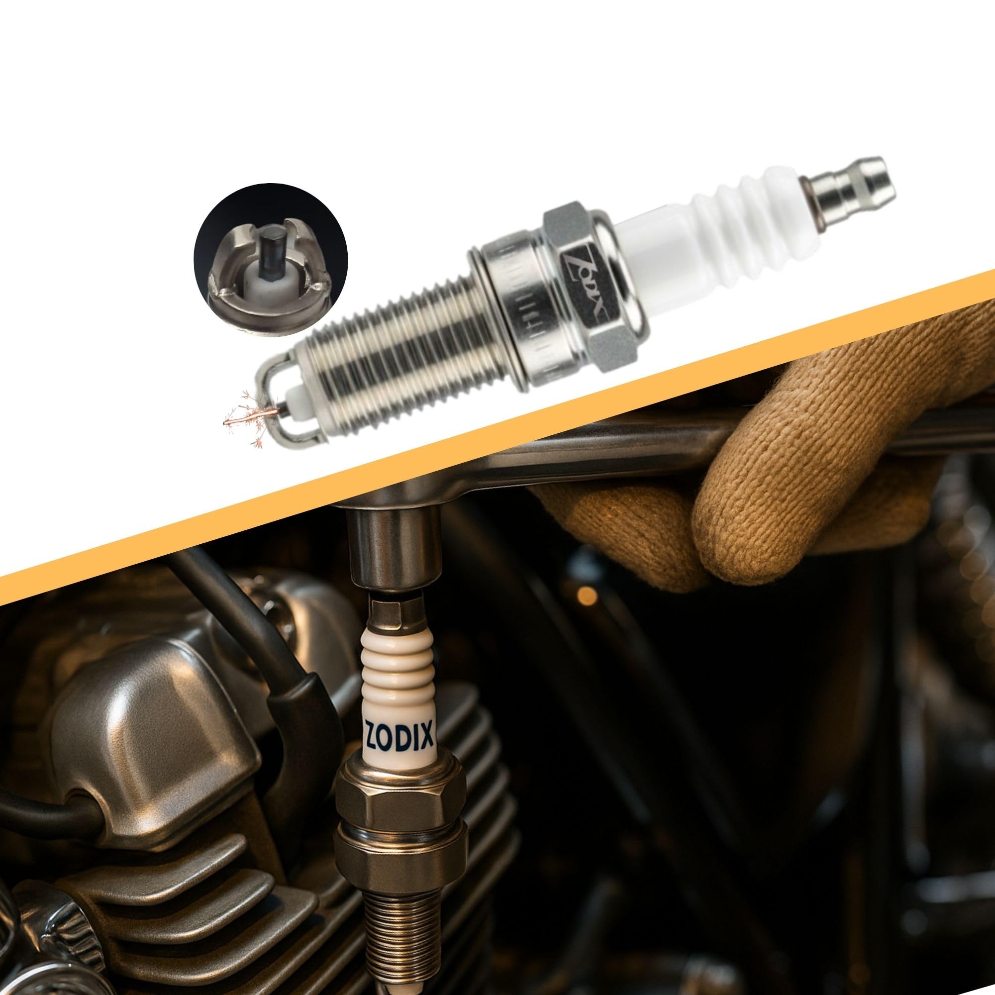 ZODIX Iridium Spark Plug Compatible for Bajaj Motor Bikes | Twin Electrodes High Performance, Long Life & Fuel Efficient Ignition Plug