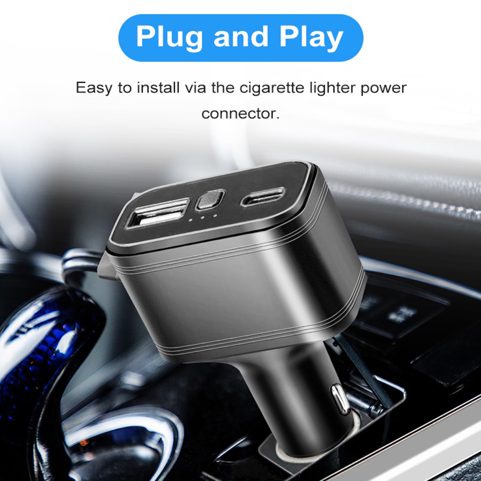 4G Localizzatore Gps Caricabatterie Auto con type C/A - App Facile da Usare, Posizione in Tempo Reale, Allarmi e avvisi - Sempre Connesso - Blocco motore, Controlla i veicoli da Portale App/Web/SMS