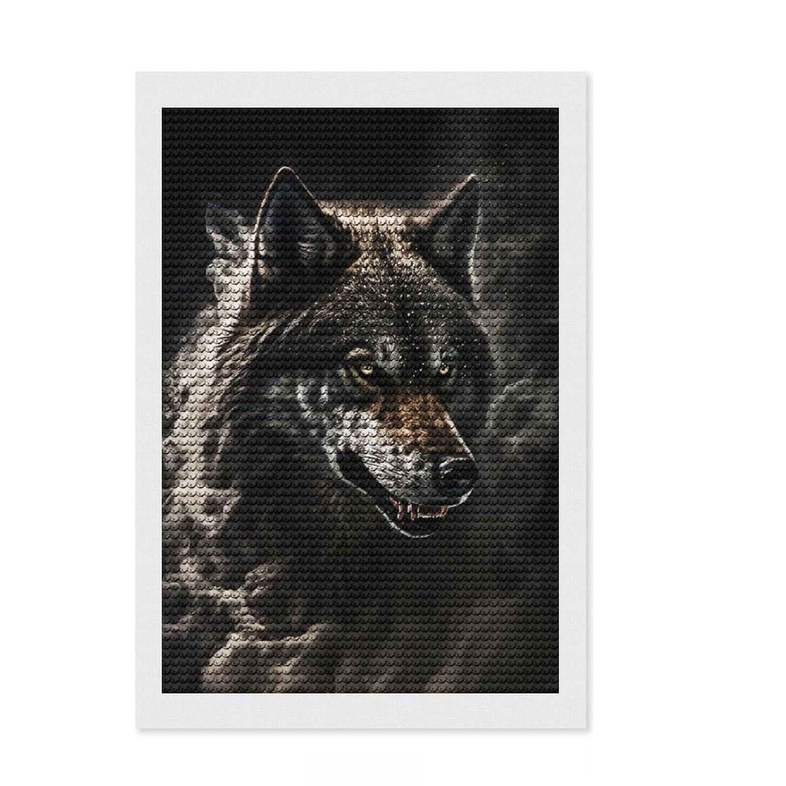 Junmoney Paint The Smoke Wolf Diamond Painting Kit 8"x12", with Tool Kit, Finish and Display, Vintage Style Decor, Thoughtful Handmade Gift
