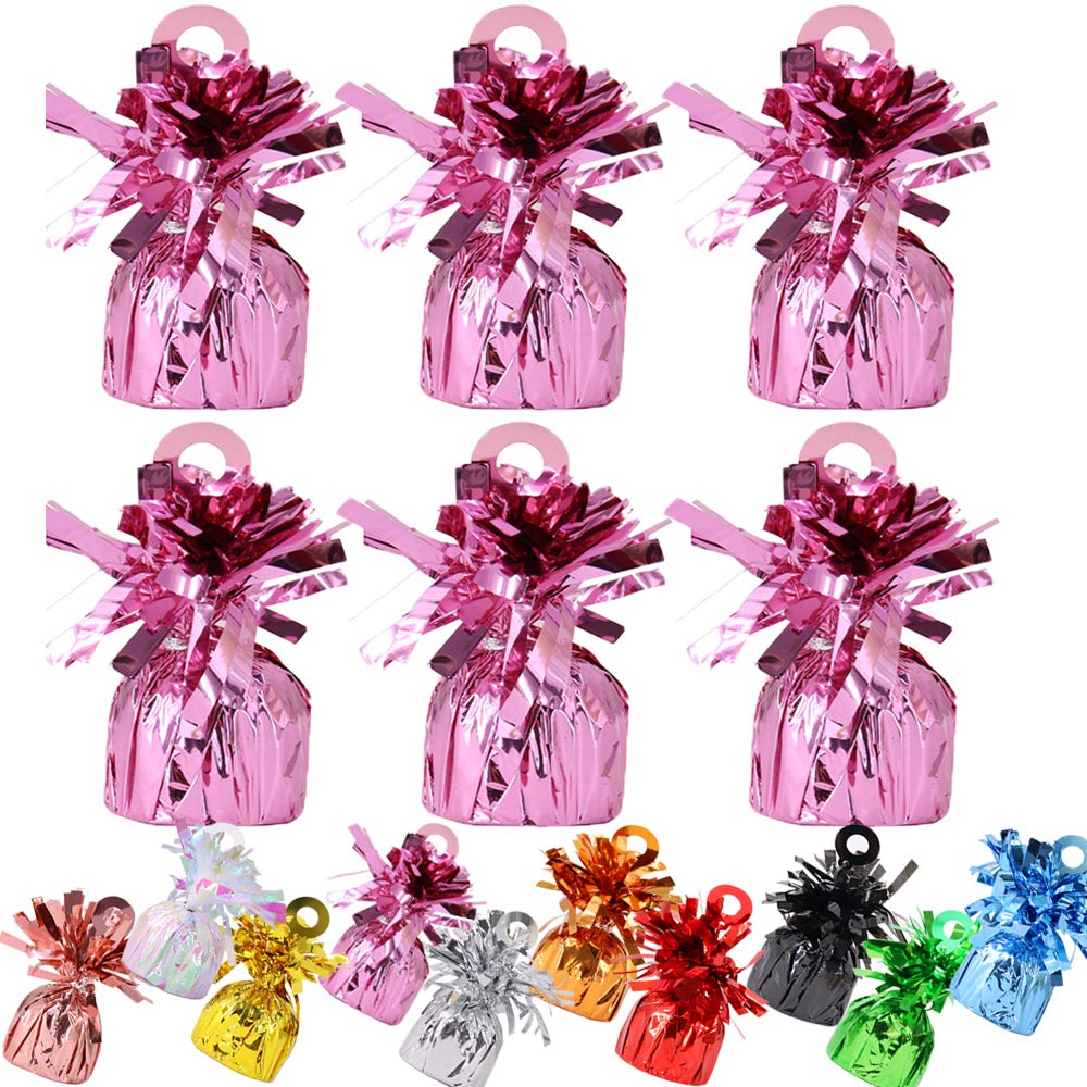 Time to Sparkle 6 Pack Heavy Balloon Weights Foil Helium Latex Balloon Weight Fountain Table Floor Tassle Cone 170g/pc Birthday Party Accessory (Weight-Baby Pink) — image 1