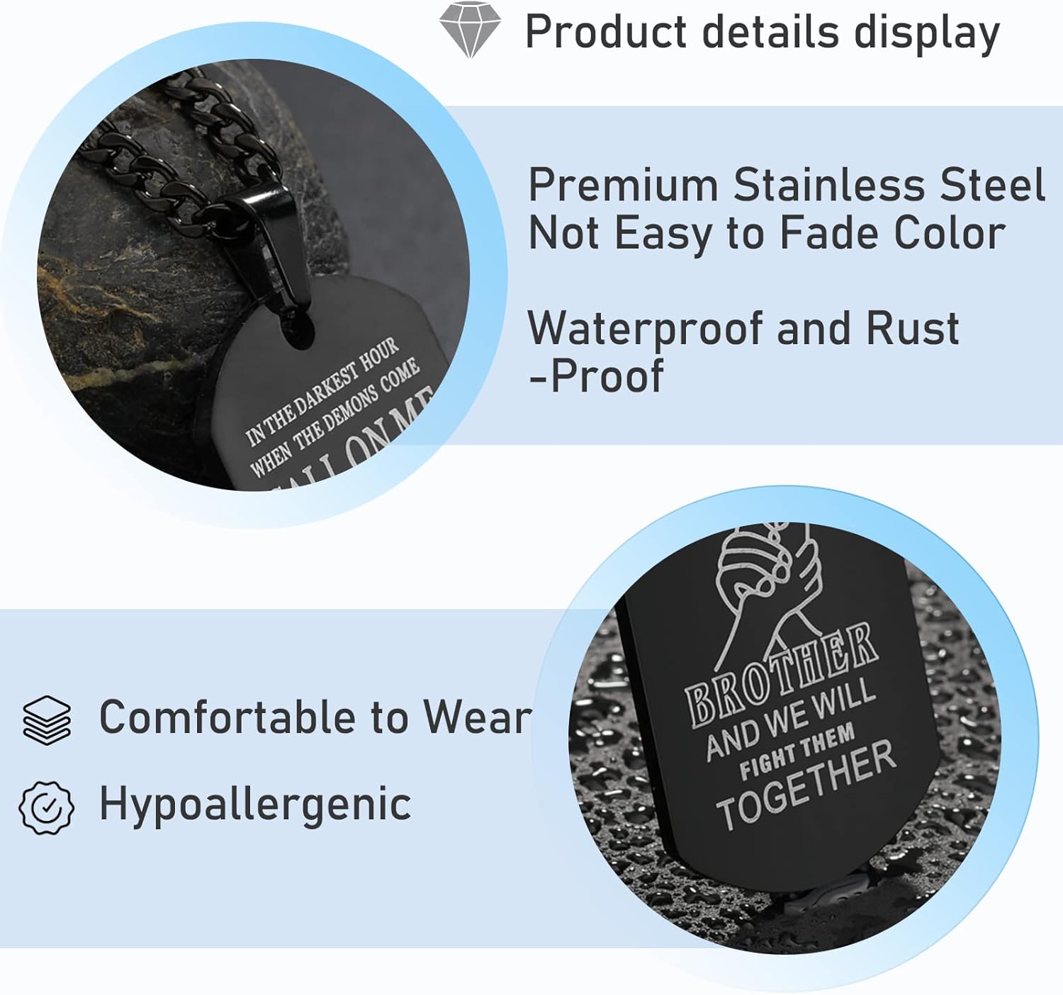 CALIS Stainless Steel Dog Tags Necklace for Men,We Will Fight Them Together - Image 3