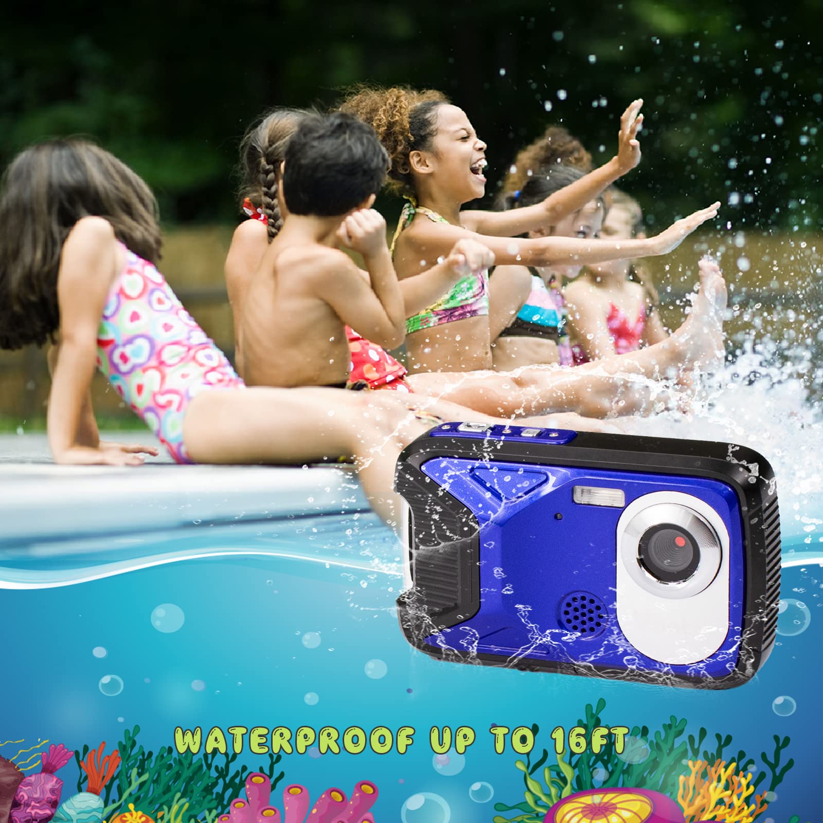 GDC8026 wasserdichte Digitalkamera / 8X Digitalzoom / 21 MP / 1080P FHD / 2,8" TFT-LCD-Bildschirm/Unterwasserkamera für Kinder/Jugendliche/Studenten/Anfänger/ältere Menschen