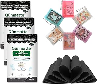 Blotting Paper for Oily Skin,Makeup Oil Absorbing Sheets for Face, Natural Bamboo Charcoal Facial Oil Blotter,Individual P...