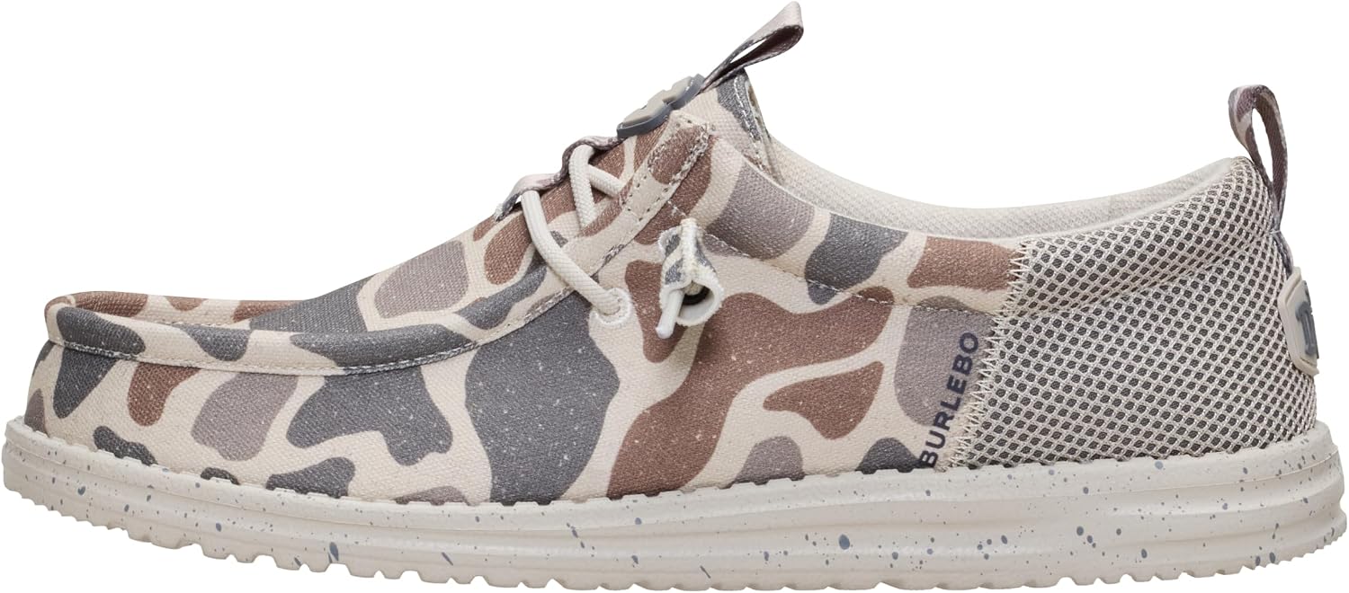 HEYDUDE Men's Wally Funk BURLEBO Deer Camo Slip On Shoe | Taupe/Camo Loafer