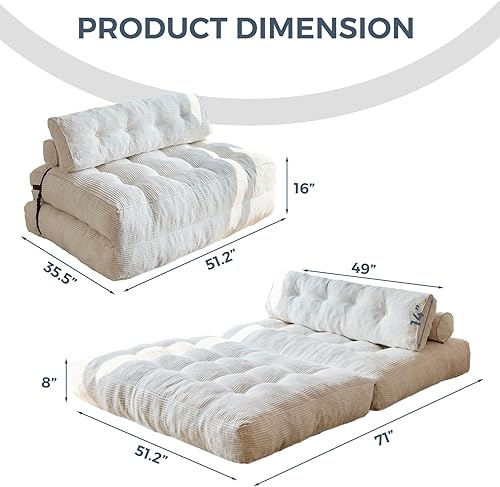Vista 2 de MAXYOYO Sofá Cama Plegable, Silla Convertible para Dormir con Almohada Colchón Plegable con Soporte para la Espalda, Silla Cama Plegable Portátil