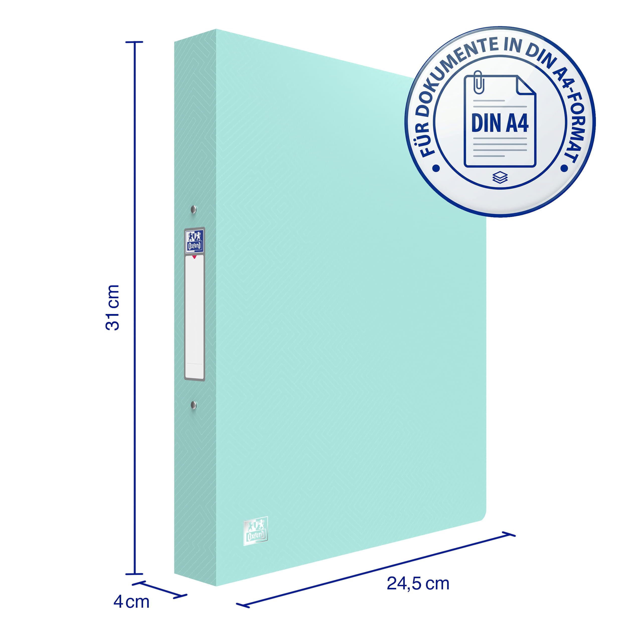 Oxford Urban A4 Ringordner 10er-Pack, 2-Ring-Mechanismus, 40 mm Rücken, bis 250 Blatt, Pastellfarben – Dokumentenordner für Büro, Schule & Home-Office