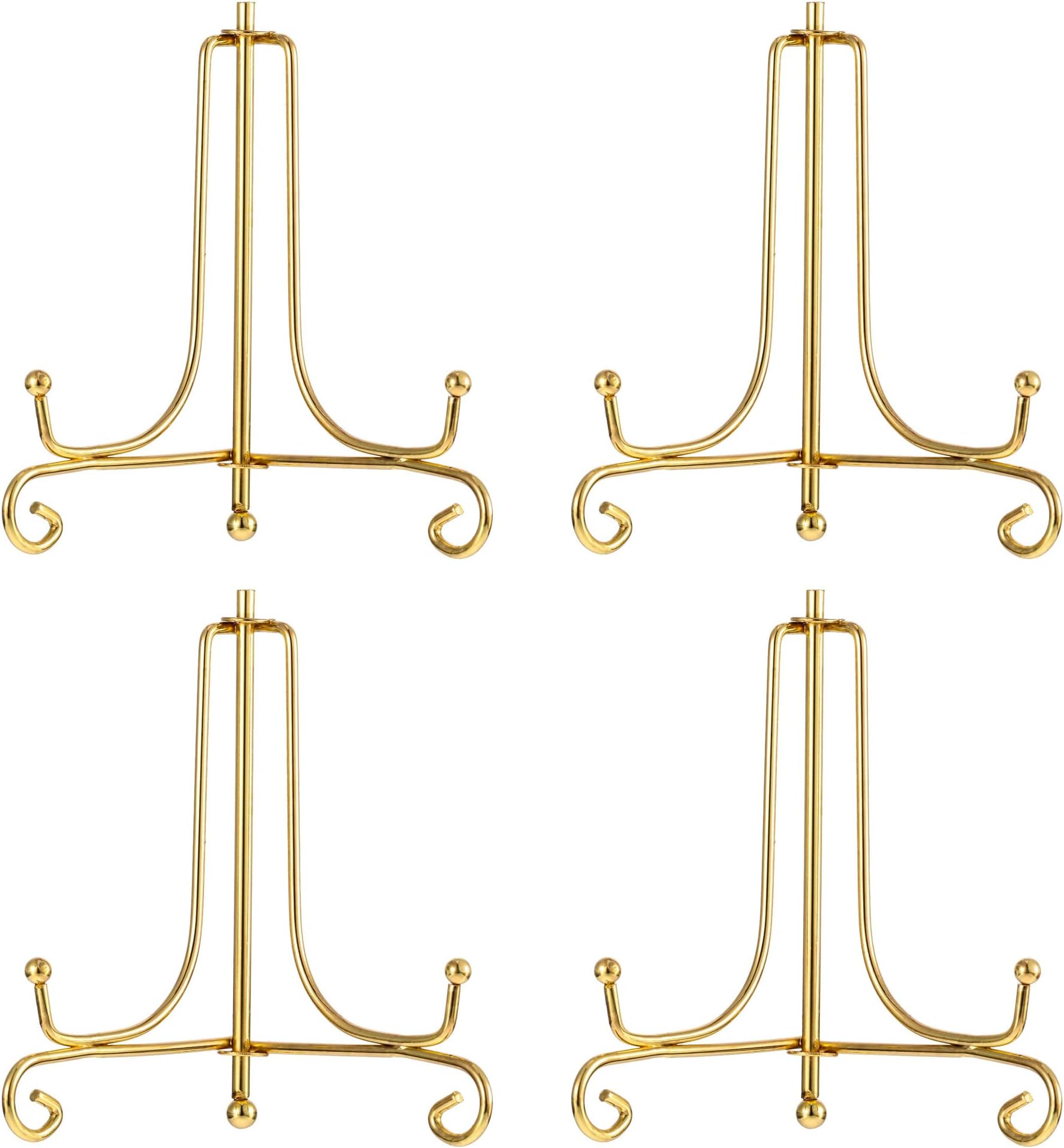 4 Pack Display Stand, BetterJonny 8" Iron Gold Easel Plate Holder Stand for Displaying Pictures, Photo Frames, Decorative Plates, Book and Tabletop Artworks