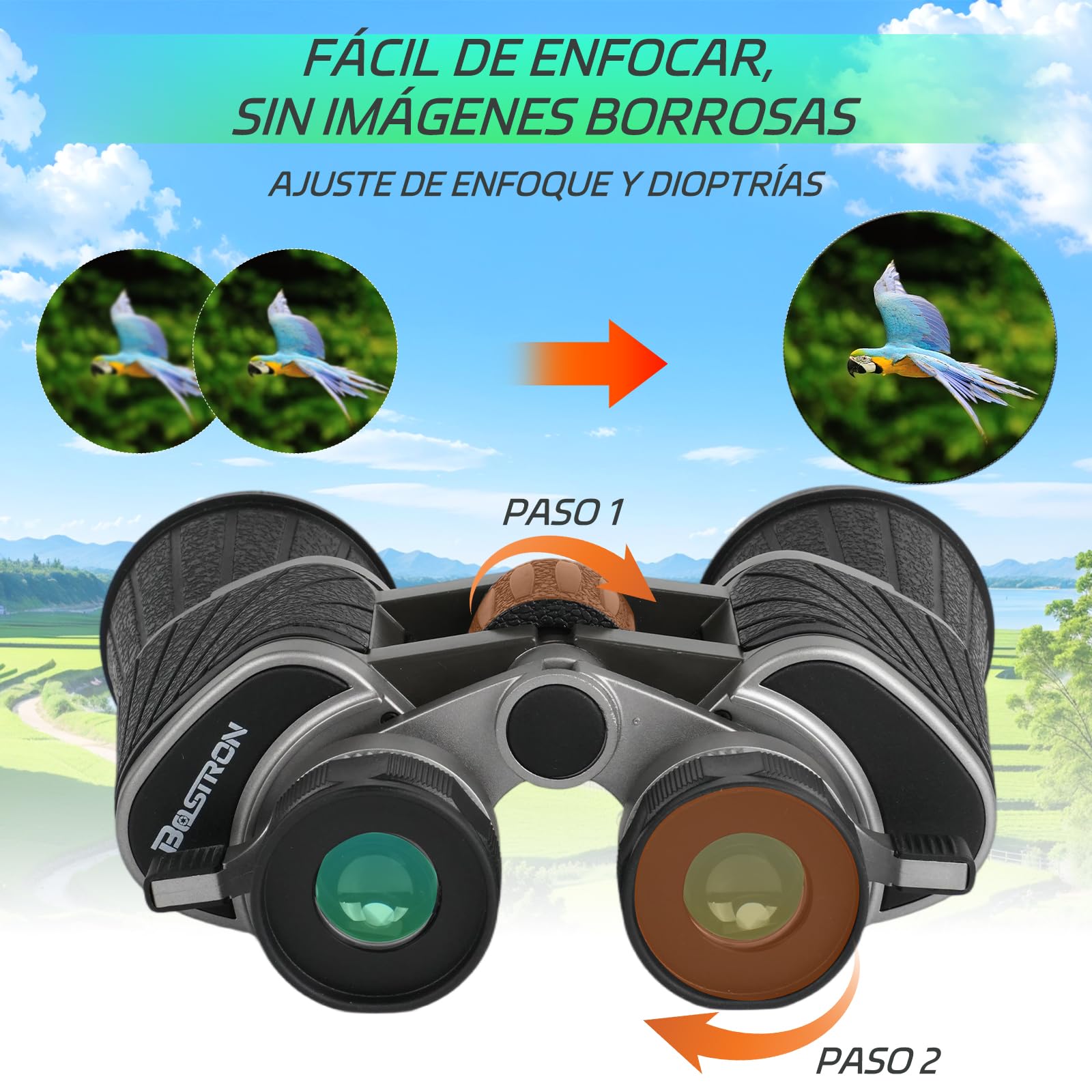 Binoculares 7x50 Profesionales - Visión Nocturna y Poca Luz, Prismas PORRO BK-7, Lentes Multicapa - para Observación de Aves, Astronomía, Senderismo y Deportes