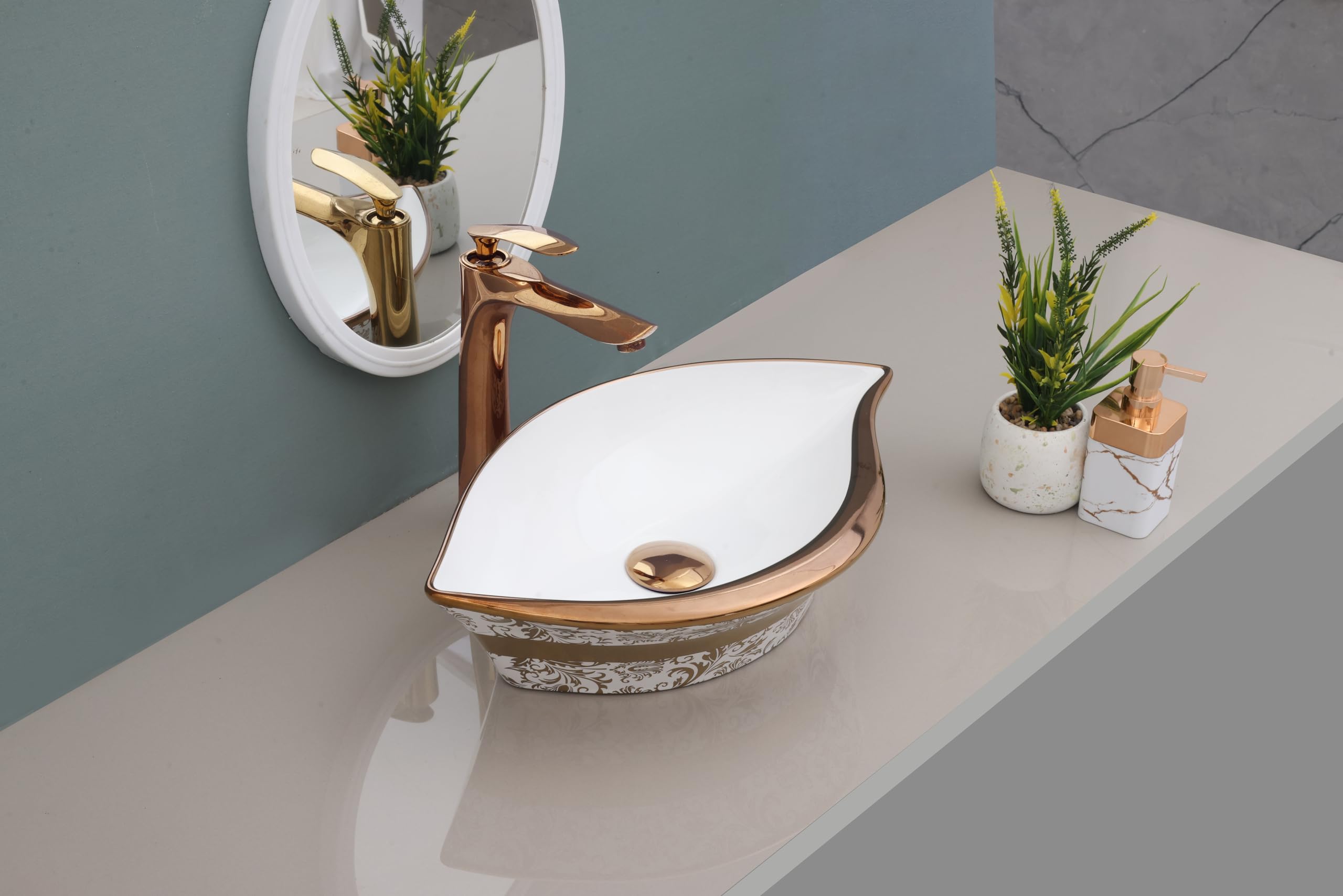 HISRE Wash Basin For Bathroom | Over Counter Top Wash Basin For Living Room | Washbasin Countertop Slim rim Vessel Sink (Style - A), photo 2 of 4