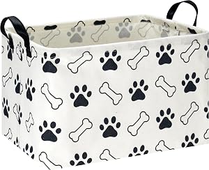 Rectangular Storage Basket Collapsible Gift Basket with Handles Kids Toys Books Box Room Decor Paw