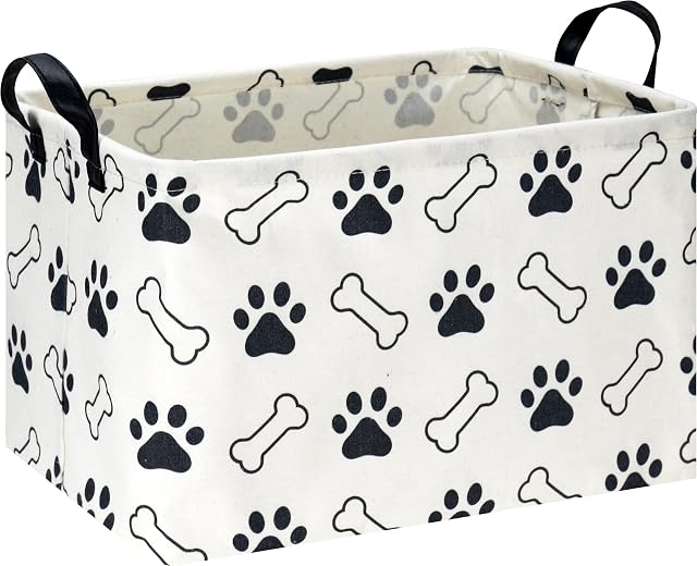 Rectangular Storage Basket Collapsible Gift Basket with Handles Kids Toys Books Box Room Decor Paw