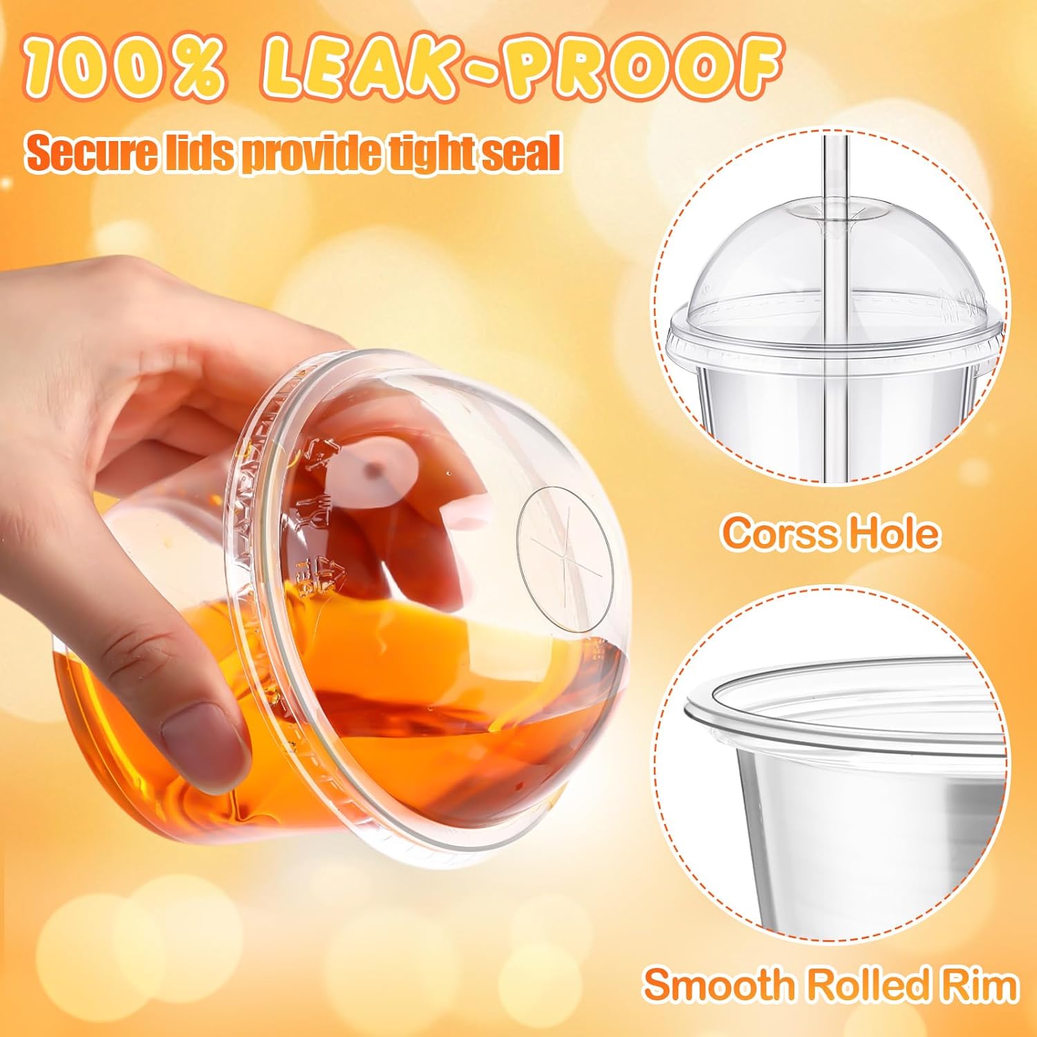 Jingmore 400 Pcs 9 oz Plastic Dessert Cups with Lids,200 Pcs Clear Disposable Parfait Fruit Cups and 200 Spoons,Appetizer Party Containers for Yogurt Puddings Ice Creams Cake Cold Drink(Dome)