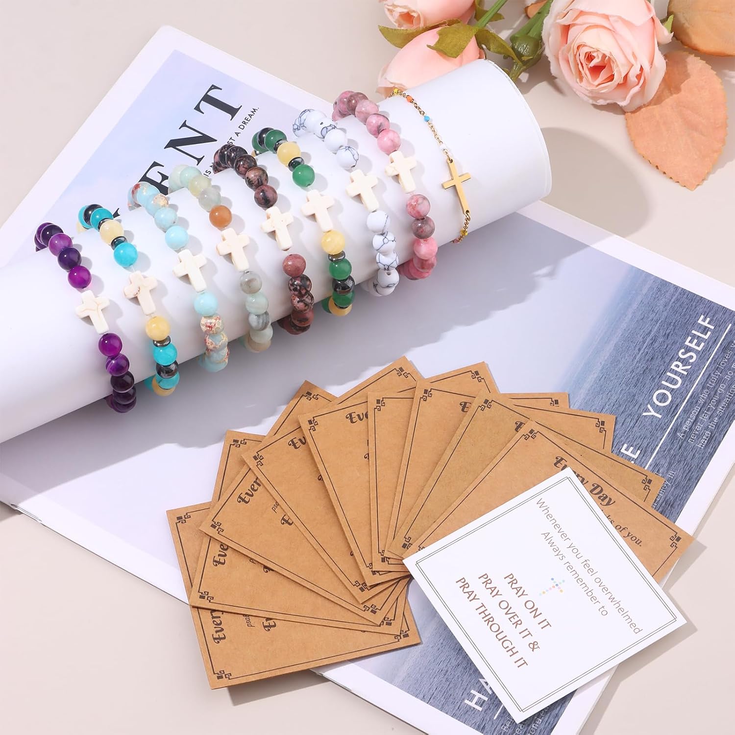 Giovanchi 9Pcs Cross Bracelet for Women, Christian Gifts for Women, Easter Gifts for Women, Unique Jewelry Gift for Lover Friends Mom Sister in Christ Niece on Birthday Christmas - Image 6