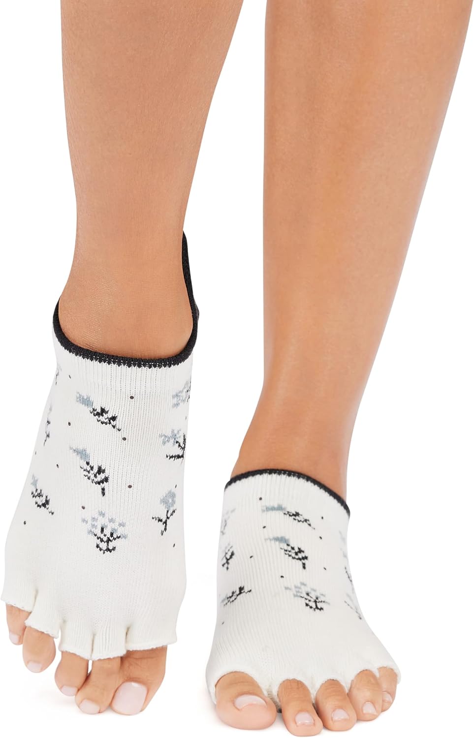 toesox Low Rise Half Toe Grip Socks, 2 Pack Non-Slip Pilates, Barre & Yoga Socks for Women and Men - Bellflower/Petal, Medium - Image 3