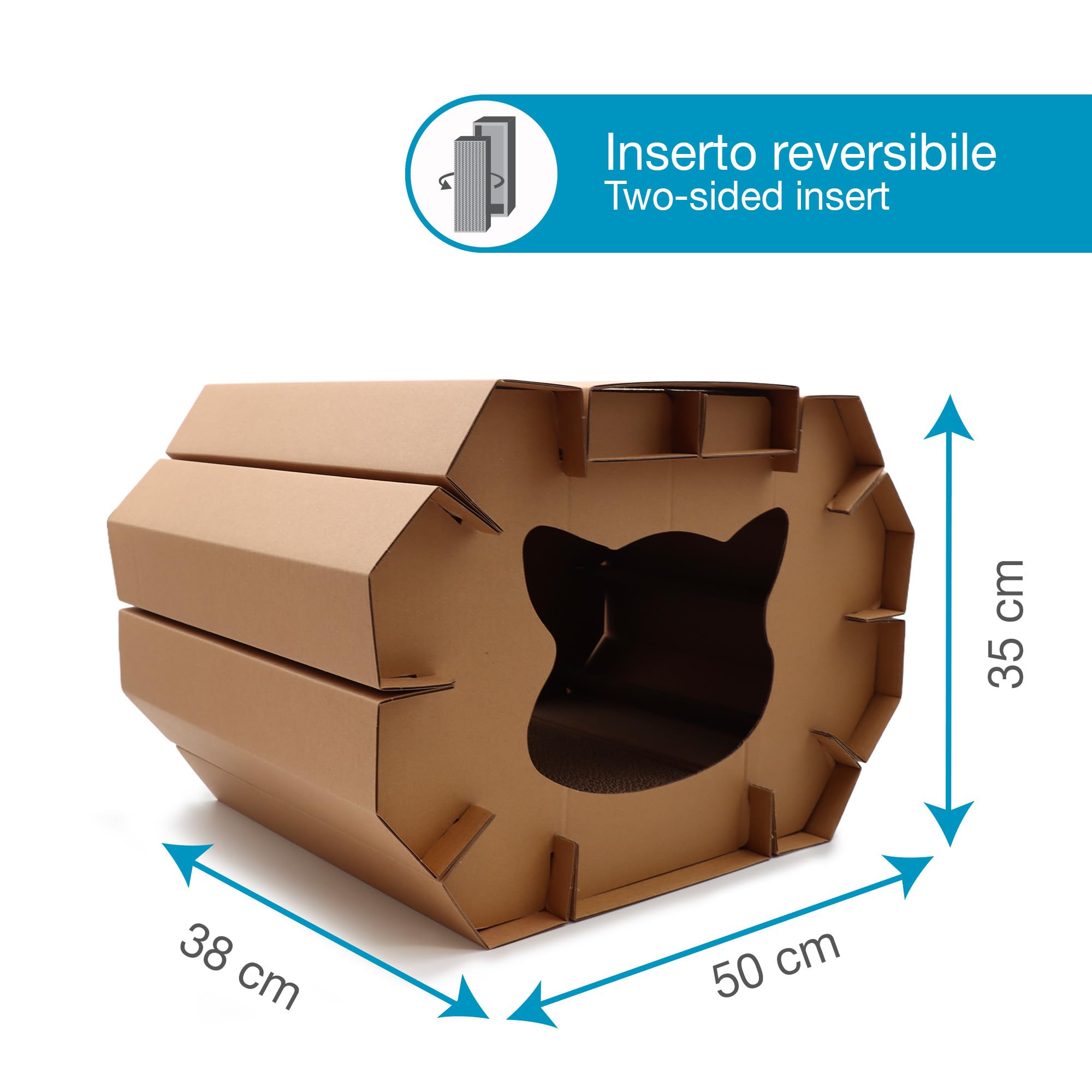 Croci Rascador Para Gatos De Cartón, Caja Cerrada Con Rascador Reversible De 2 Capas, Rascador Para Gatos Adultos, Con Dos Pisos, 50X38X35 Cm