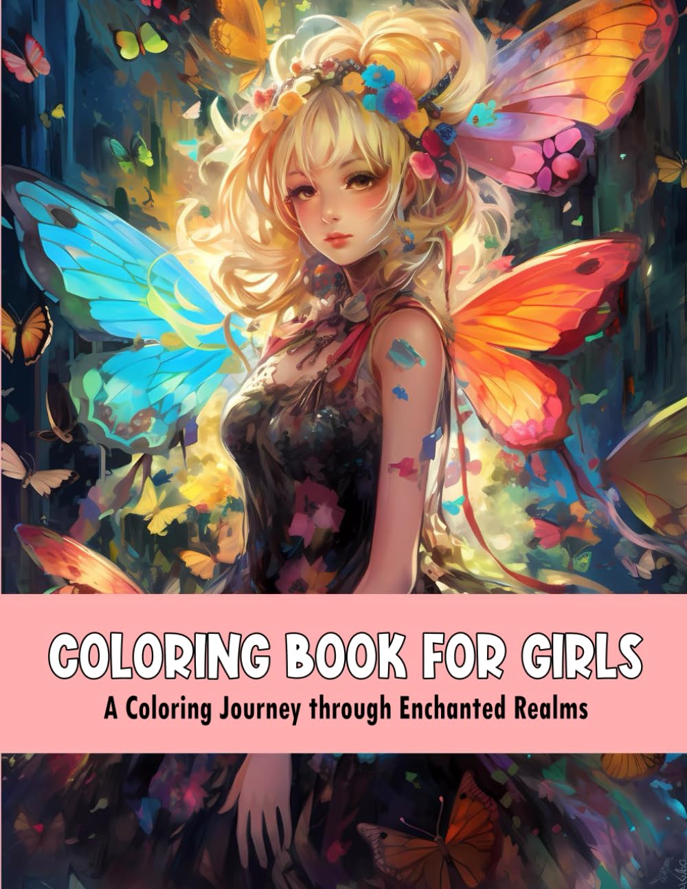 Coloring Book For Girls: A Coloring Journey Through Enchanted Realms (Princess, Mermaid, Unicorn, Dragon Coloring Books)