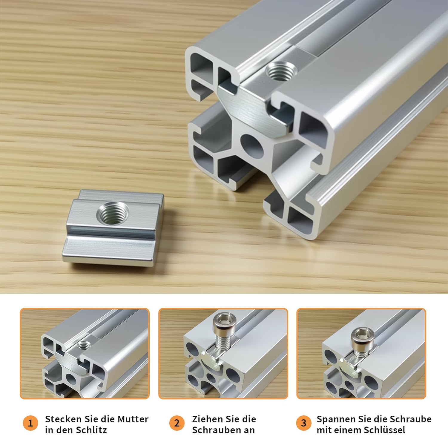 M5 80pcs T-Slot Nuts M5 Aluminium Sliding Nuts M5 Compatible Silver T Nut Nuts for Profile Mounting