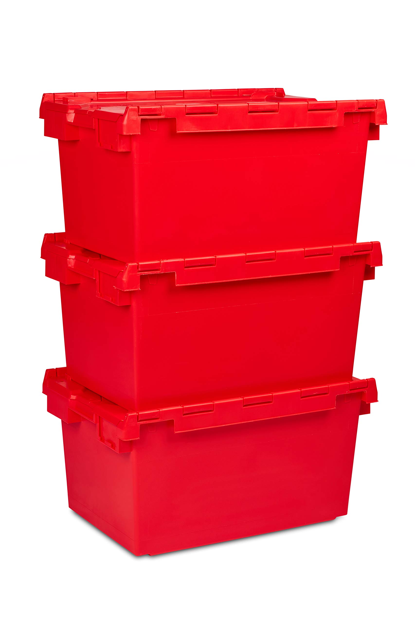 5x New 80 Litre Red (Not Recycled) Plastic Storage Boxes Crates Totes