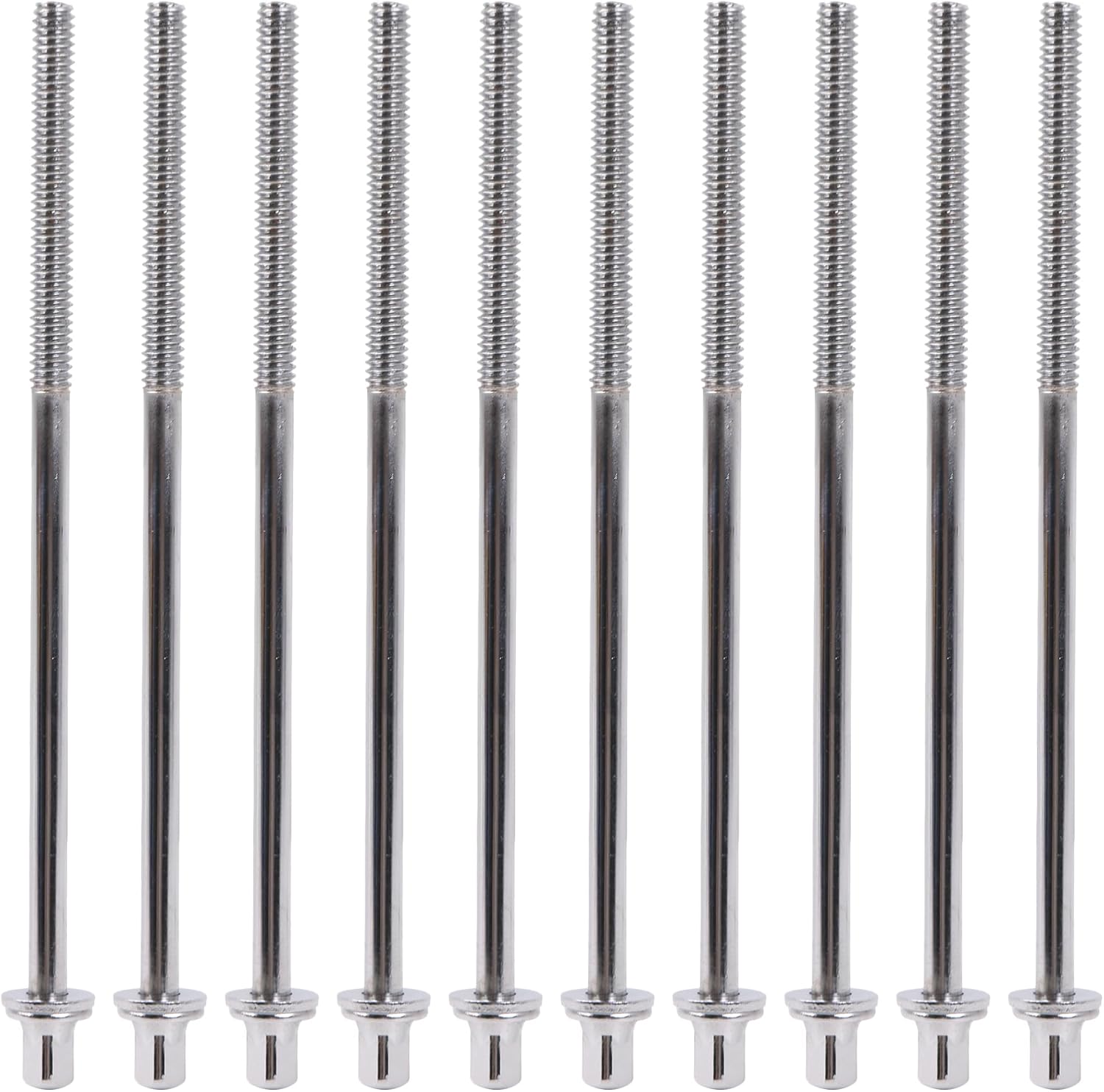 Silver Drum Tension Screws Rods 1/5 Inch Thread 120mm L Pack 10 miniatura 1
