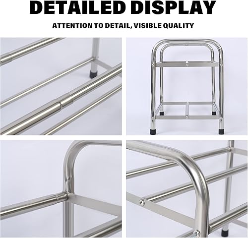 Miniatura 7 de GREATSK Zapatero expandible de 3 niveles, organizador de zapatos apilable y ajustable, estante de almacenamiento, estructura de metal resistente y