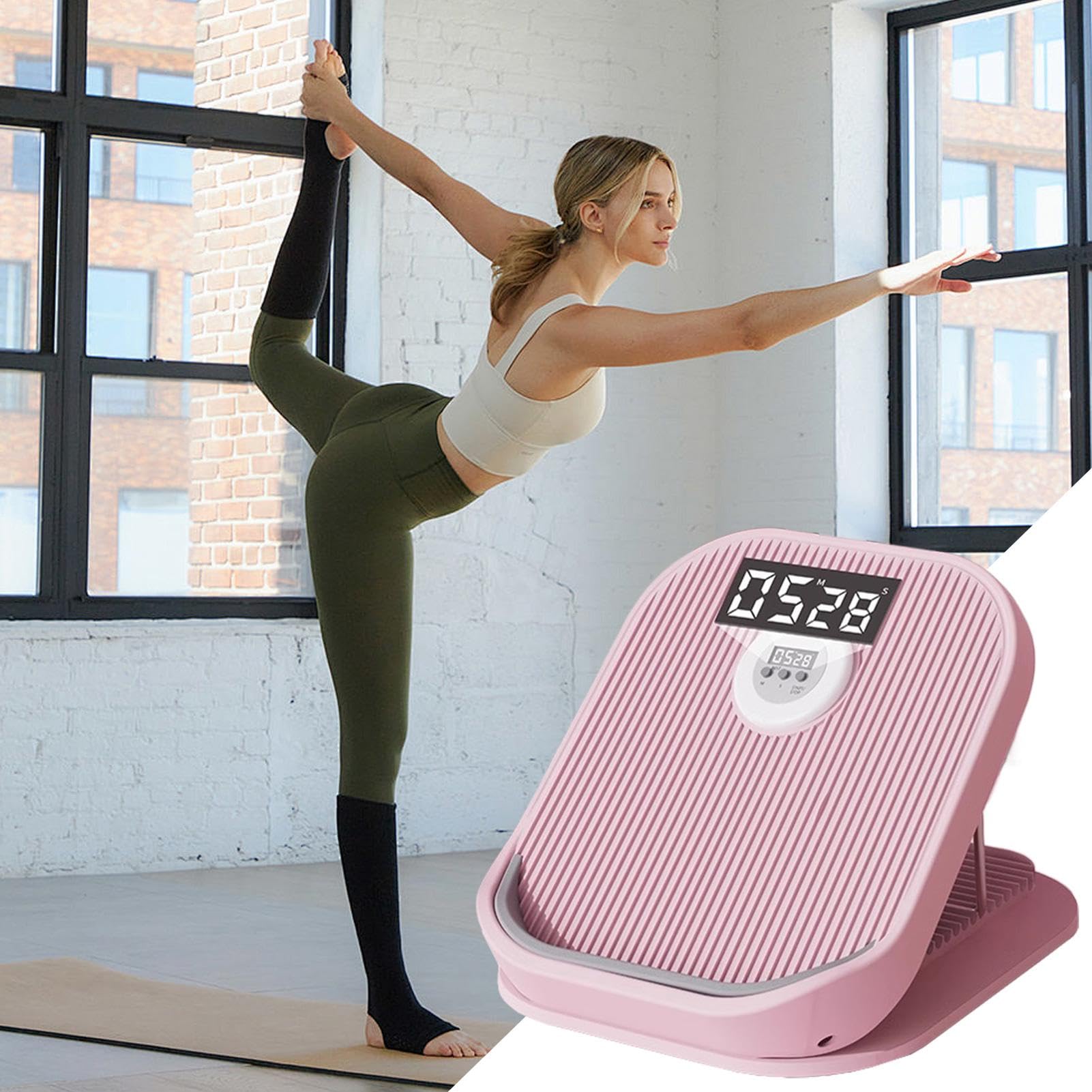 Ankle Stretch Board, Electric Extension Tilt Ramp, Portable Exercise Wedge with 16 Adjustable Levels for Stretching, Flexibility Training 30 x 30 cm, fioletowa, różowa