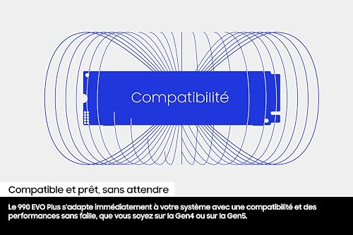 Samsung SSD Interne 990 EVO Plus MZ-V9S2T0BW, NVMe 2.0 PCIe 4.0 x 4 / 5.0x2, 1 To, Vitesse de lecture jusqu'à 7150 Mo/s, Idéal pour le gaming et la bureautique - 11