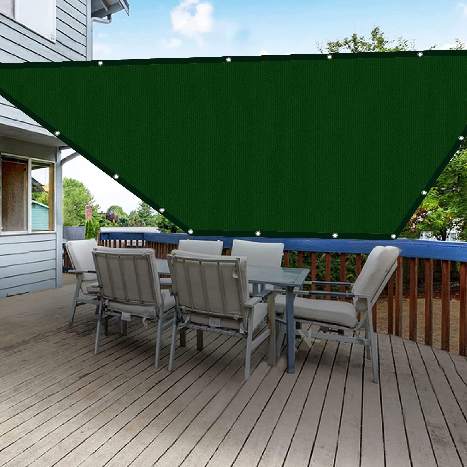 Sonnensegel Sonnenschutz 2 x 2 m Reißfest 98% Windschutz Schattiernetz Schattierungsnetz Garten mit Spannseilen für Pflanze/Gewächshaus/Scheune/Hof, Dunkelgrün