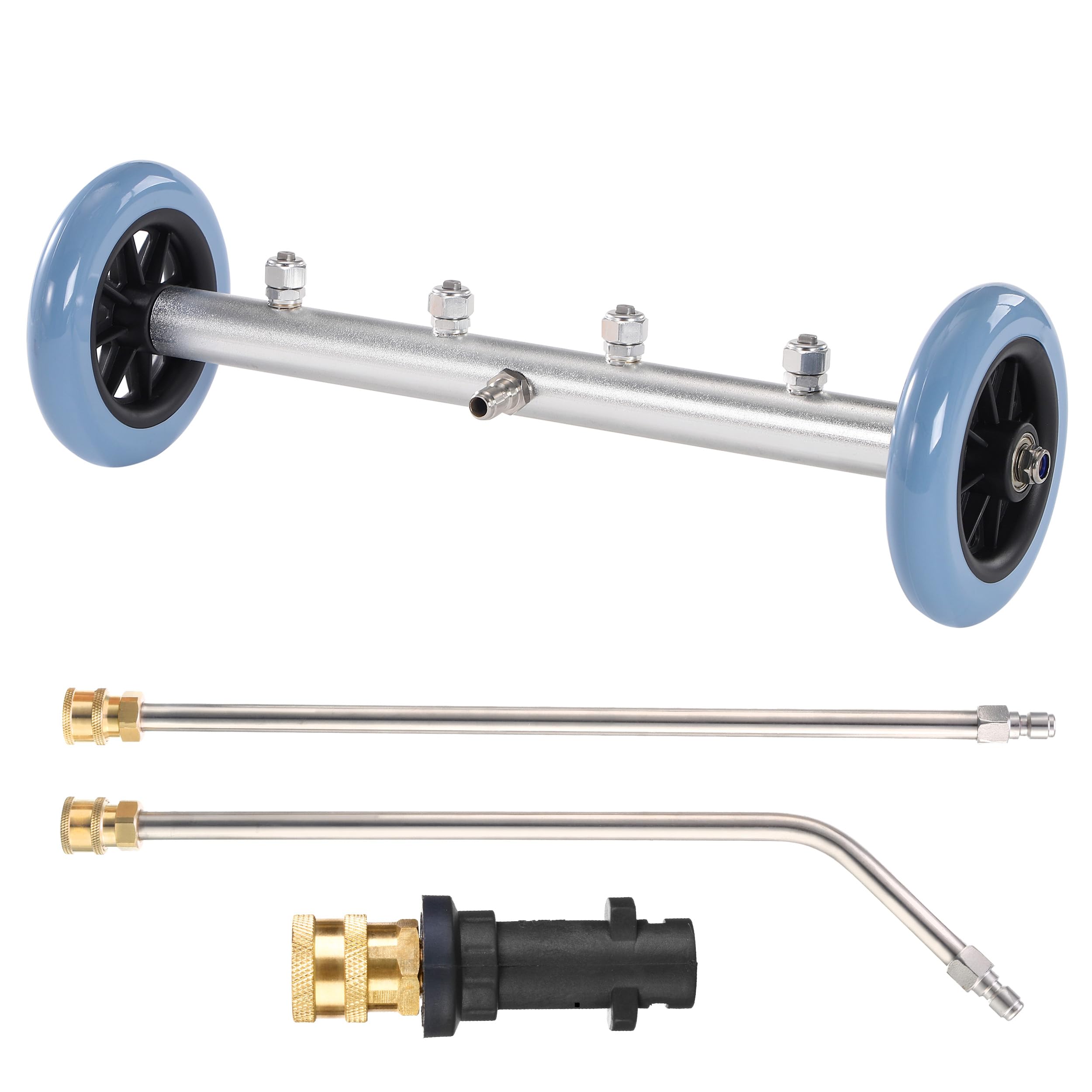 M MINGLE Limpiador de tren de rodaje de 16 pulgadas, compatible con Karcher K Series, K2, K3, K4, K5, K6, K7, accesorio de lavadora a presión debajo del coche, ajuste de conexión rápida de 1/4