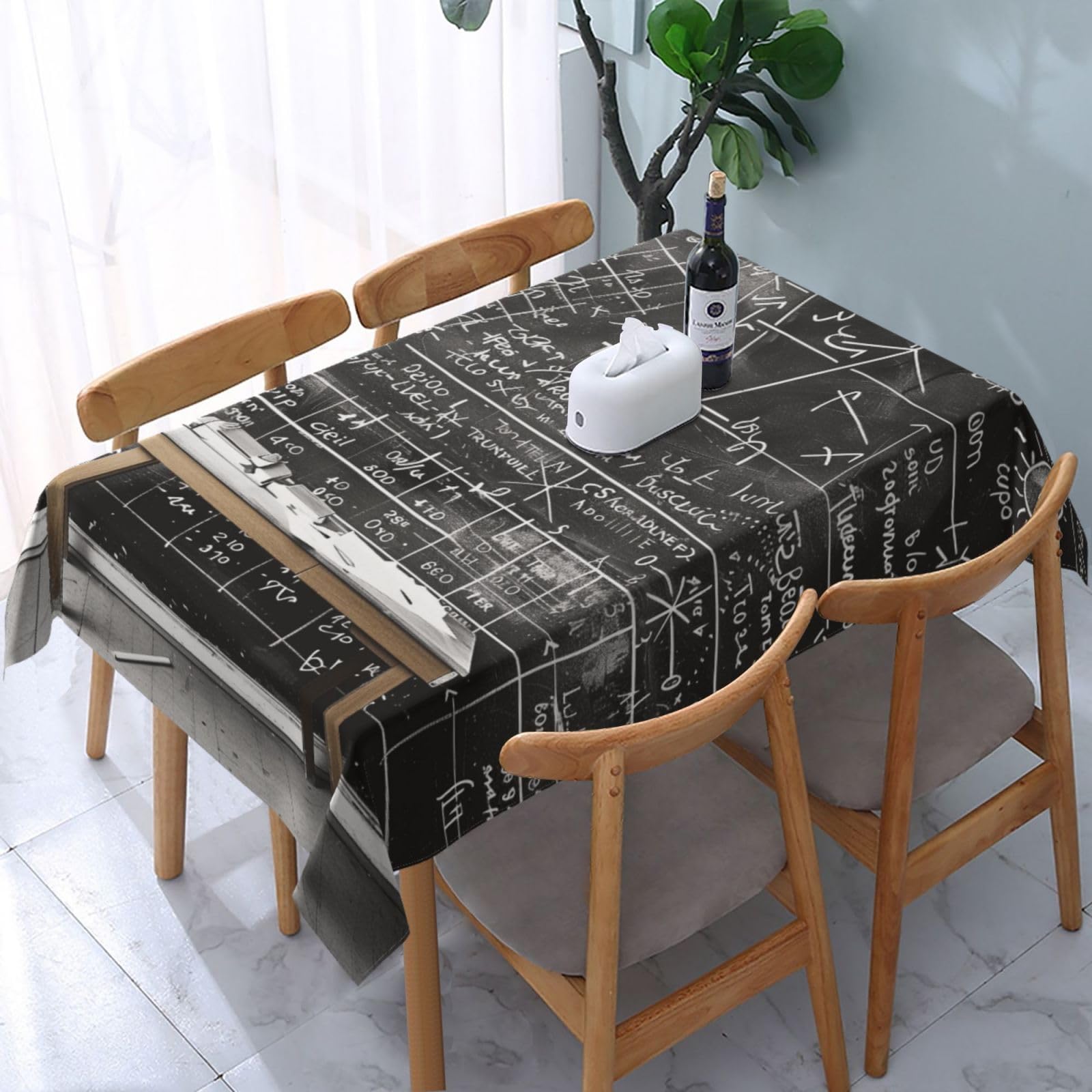 WPKJU School Math Printed Tablecloth Water Resistant Table Cover Washable Rectangle Table Cloth for Tables 54x72 in