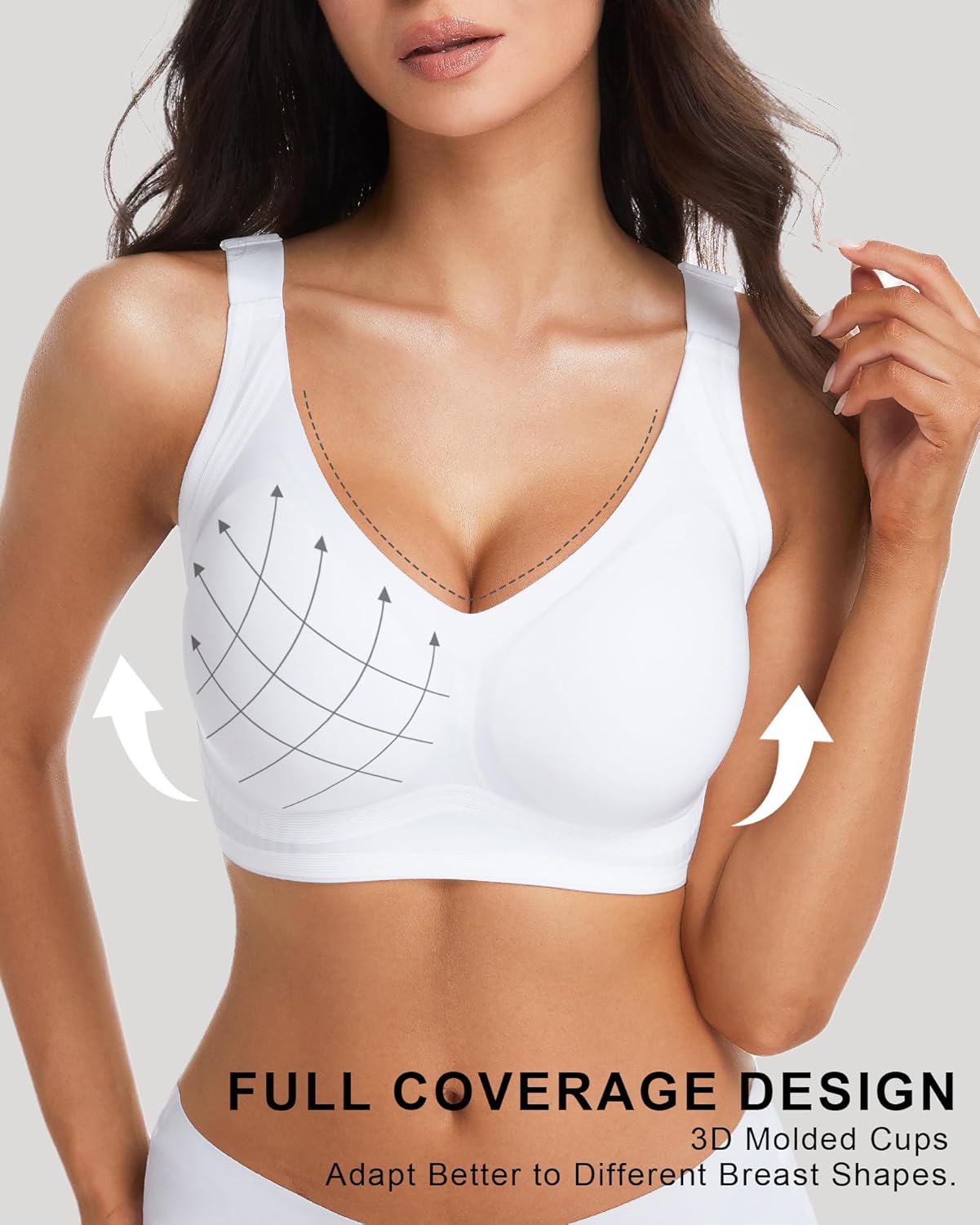 Wireless Bras for Women Full Coverage Supportive Push Up Bra Comfortable Seamless Yoga Friendly Fits 34C-40DD - Image 5