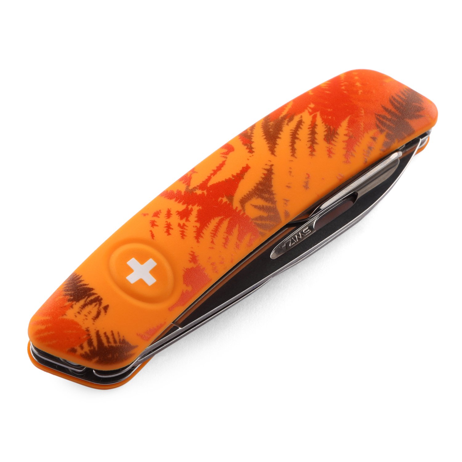 SWIZA Suisse Canif D03 Camo Fougère Orange, antidérapante, 11 Caractéristiques