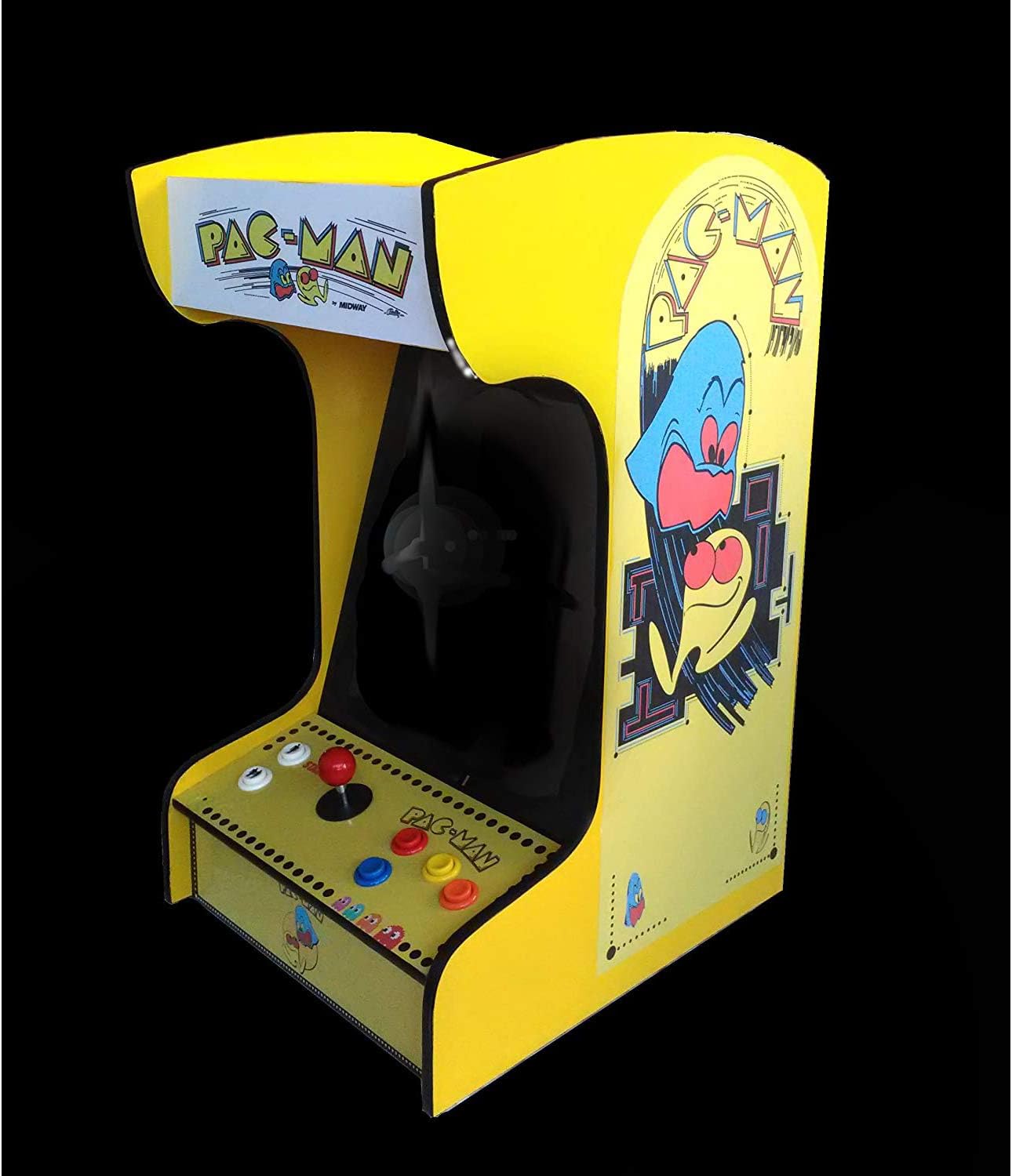 Classic Home Arcade Machine - Tabletop and Bartop - 412 Retro Games - Full Size LCD Screen, Buttons and Joystick (Yellow)