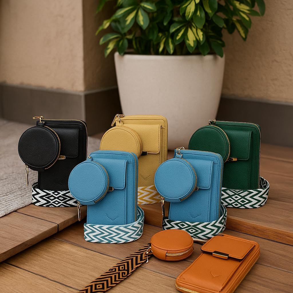 Womens Crossbody Phone Case, Vegan Leather Fashion Bag Shoulder Purse Handbag with Guitar Adjustable Strap SD 074 - Image 4