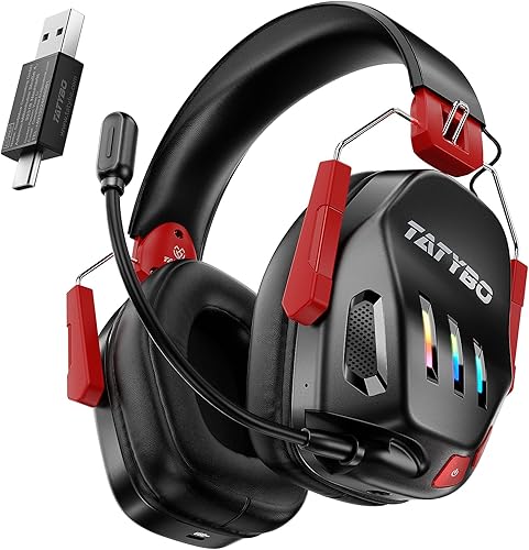 Auriculares inalámbricos para juegos de 2.4 GHz USB y tipo C para PC, PS4, PS5, Switch, auriculares Bluetooth 5.3 para juegos con micrófono