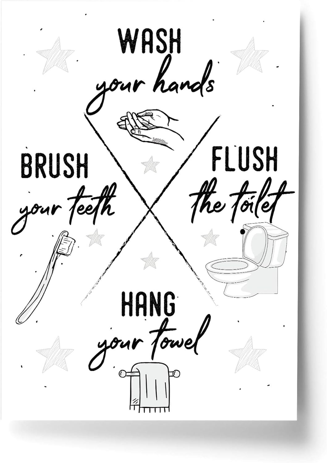 RED OCEAN Bathroom Rules Sign For Toilet Loo Bathroom Wall Art Bathroom