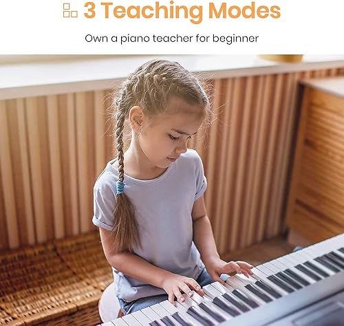 Miniatura 10 de Moukey - Teclado con 61 teclas piano de tamaño completo para principiantesprofesionales potentes funciones teclado eléctrico con soporte de música