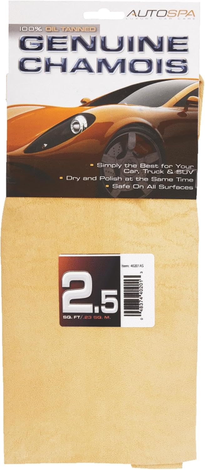 AutoSpa 40201AS Genuine Full Skin Chamois, 2.5 sqft , grey