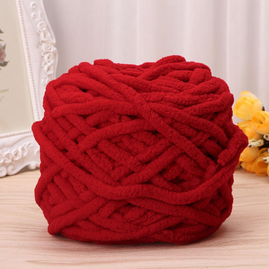 Amrka 100g/1ball Soft Cotton Hand Knitting Yarn Super Chunky Bulky Woven Worested Yarn for Crochet (Red)