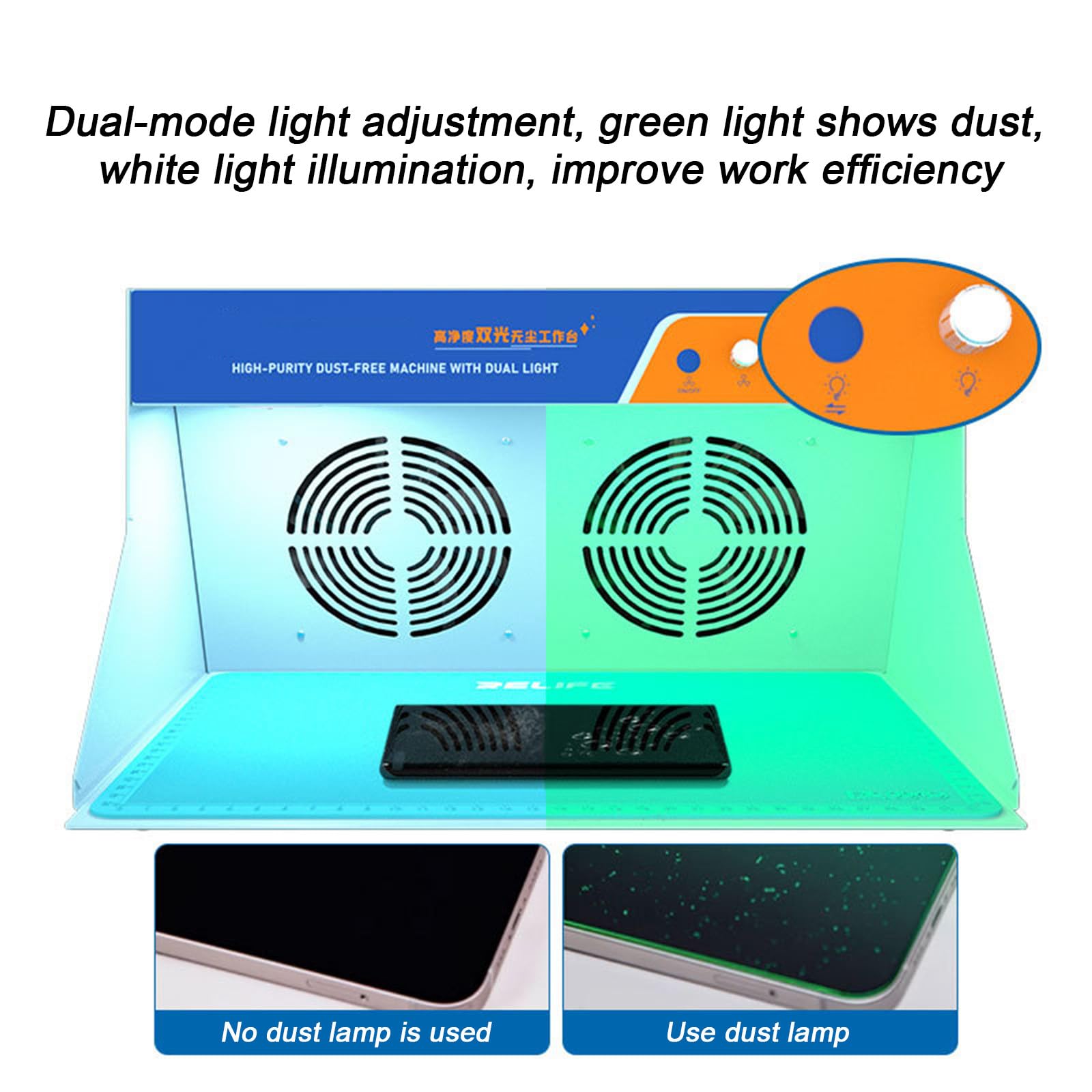 Vertikale Laminar Flow Hood Clean Bench für staubfreien Arbeitsplatz, ideal für die Reparatur von Mobiltelefonen mit einstellbarer Lichthelligkeit