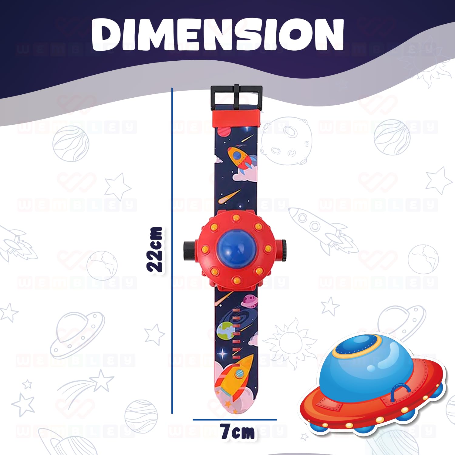 Wembley Digital Projector Watch for Kids| Sturdy & Practical Designed Wrist Watch| Soft, Flexible & Adjustable Strap| with Smart Time, Date & Month| Feature 24 Images- Space 1