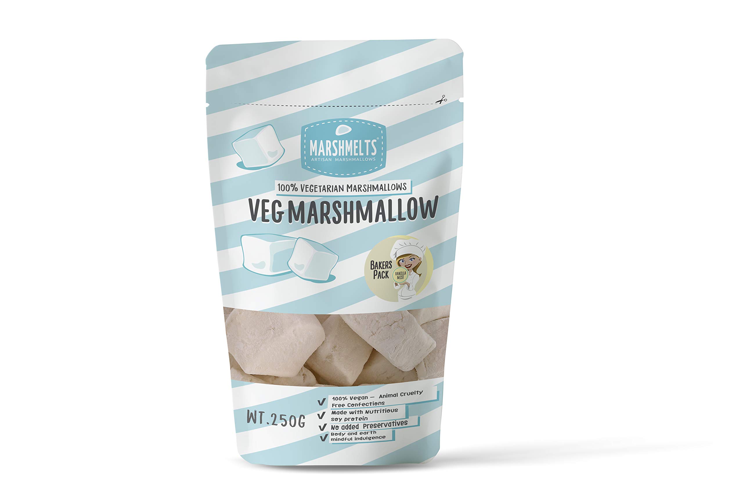 Marshmelts Gourmet Marshmallows 250gm | Soft, Fluffy & Cube Shape | Vanilla Mist Flavor | Mini Marshmallow | 100% Vegan, Trans Fat & Gluten-Free | Candy For Kids | No Added Preservatives-image-3