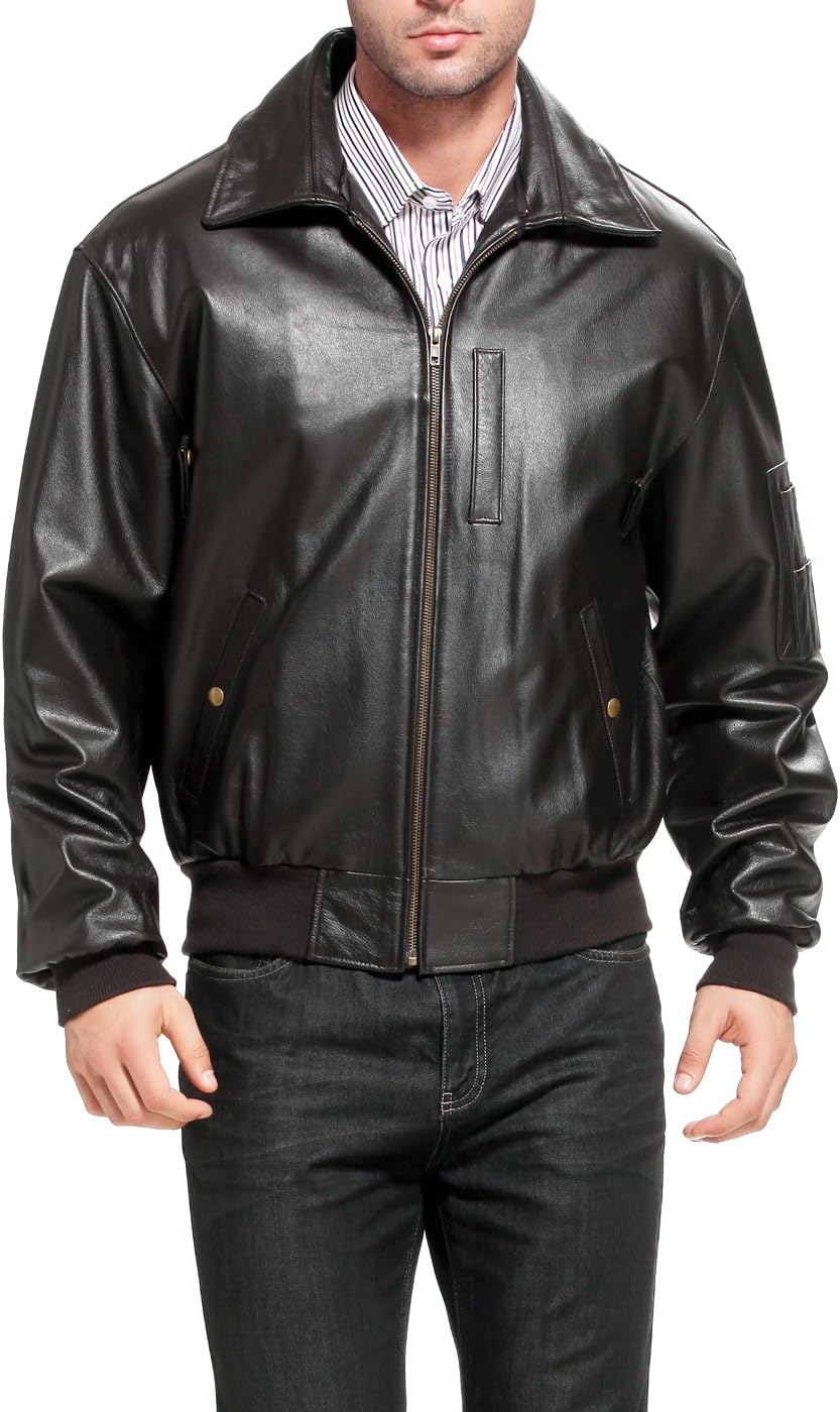Landing Leathers Men Air Force B-15 Leather Flight Bomber Jacket (Also available in Big & Tall)