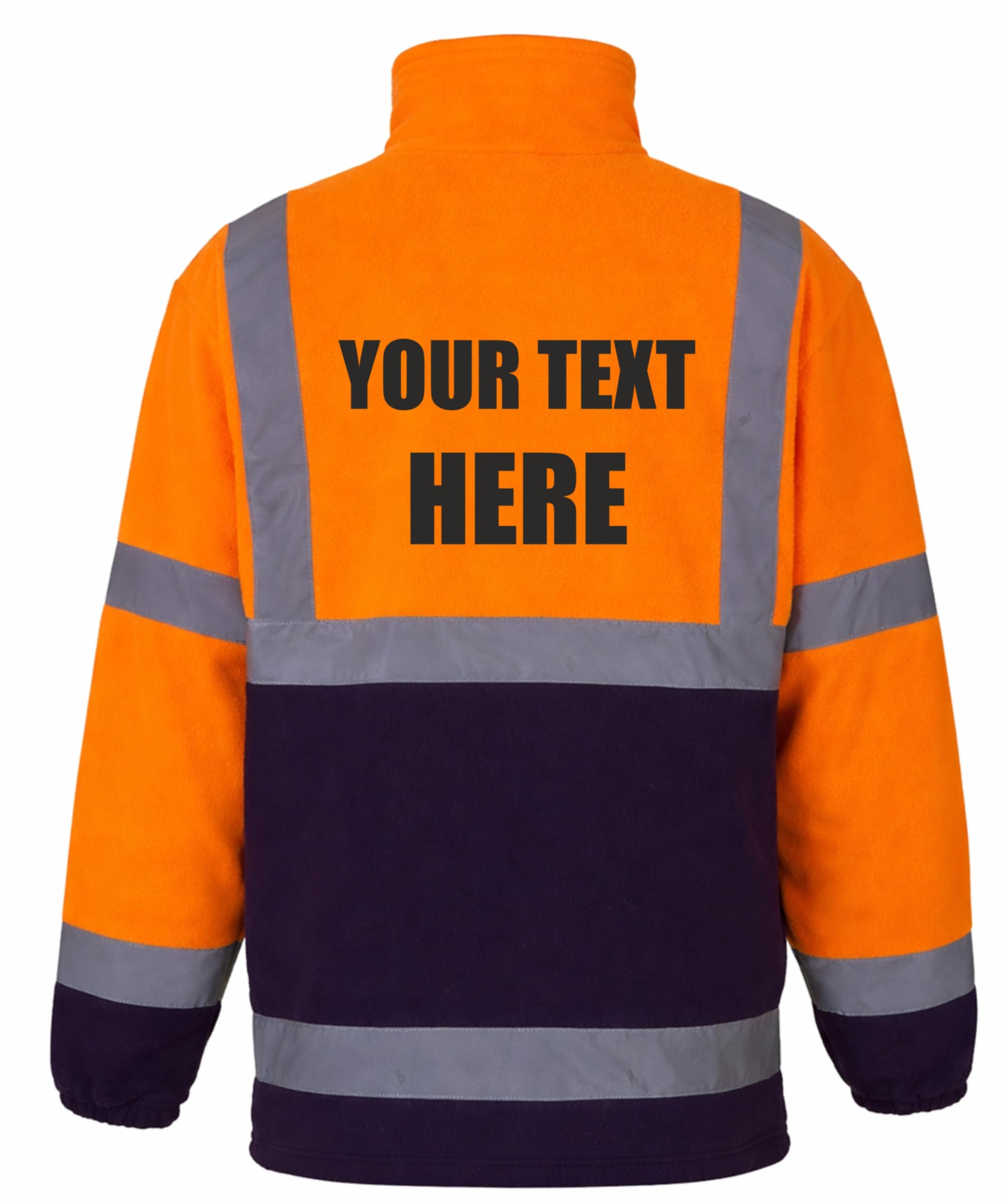 Personalised Custom Printed Orange & Navy Hi Vis Fleece Jacket, High Visibility, By Brook Hi Vis, XXXLarge