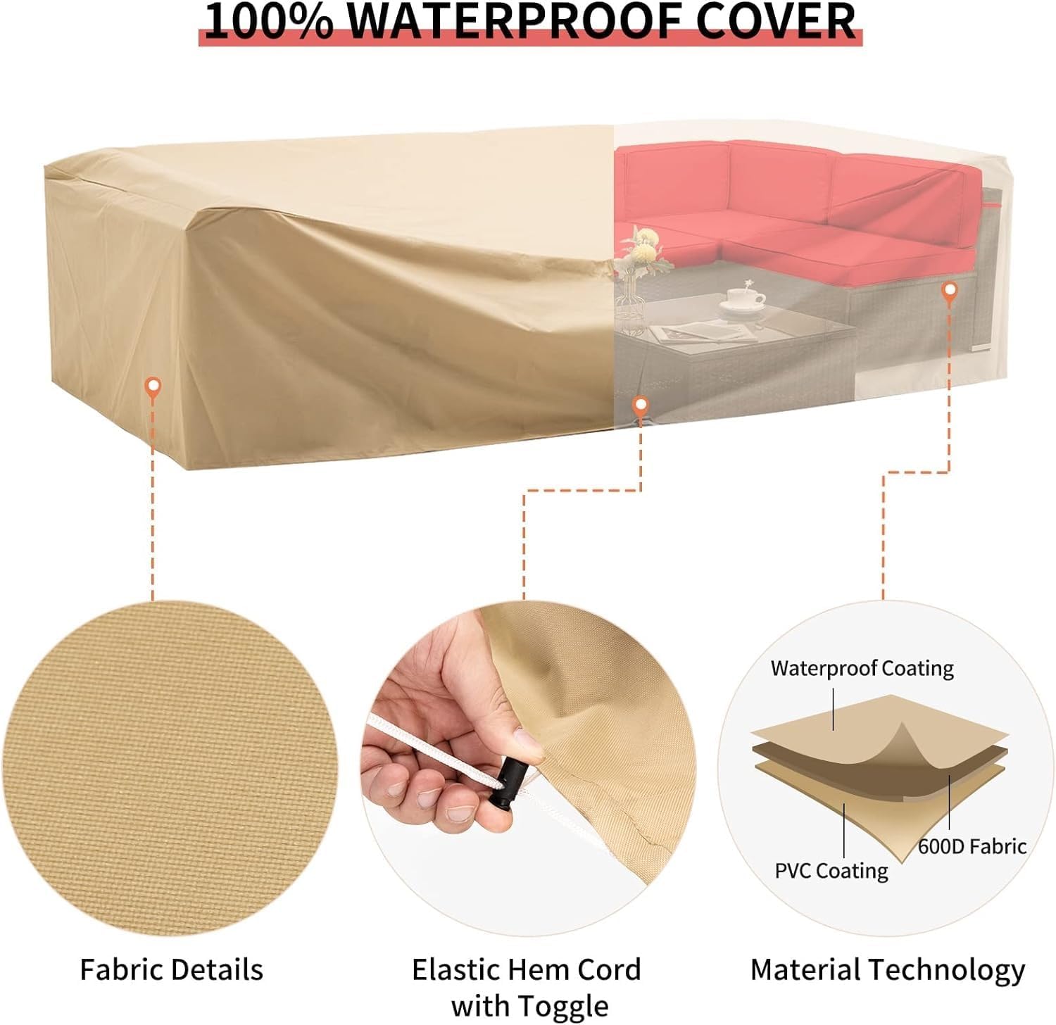 8 Pcs Patio Furniture Set Outdoor Furniture All-Weather PE Wicker Patio Outdoor Sectional Couch Conversation Set with Cushions, Red Rattan Sofas & Ottomans