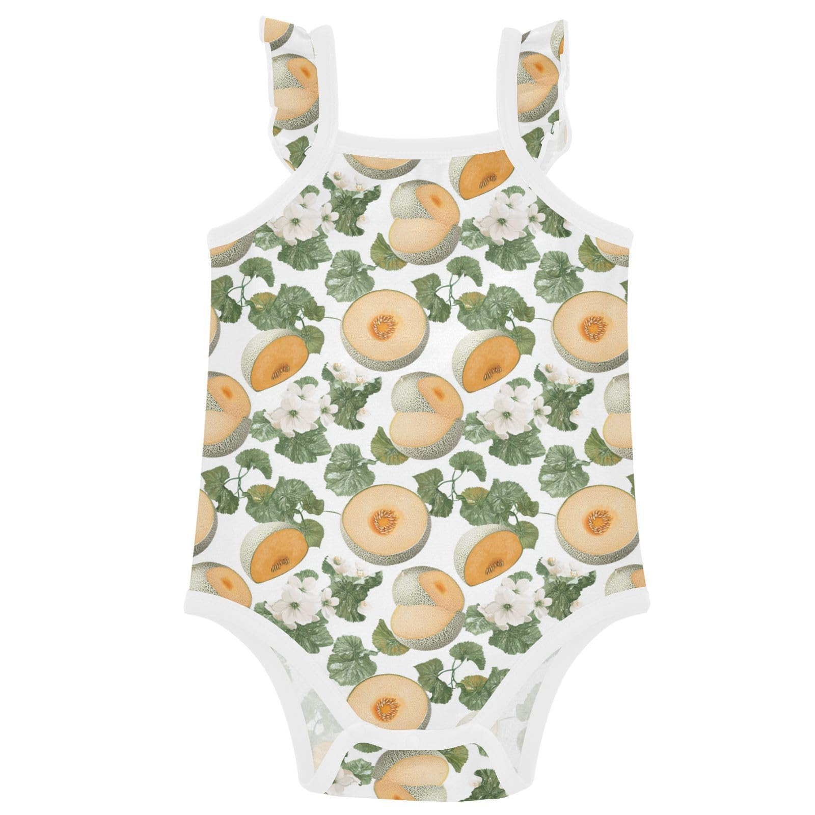 Baby Cotton Infant Bodyshirts Ruffle Sleeve Baby Girl Undershirts 6M Art Cantaloupe Fruit