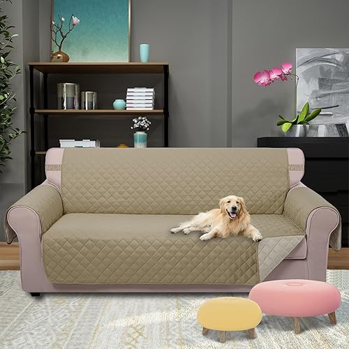 Miniatura 2 de U-NICE HOME Funda para sofá de 4 plazas, 91 pulgadas, reversible, con correas elásticas, resistente al agua, para proteger muebles contra mascotas o
