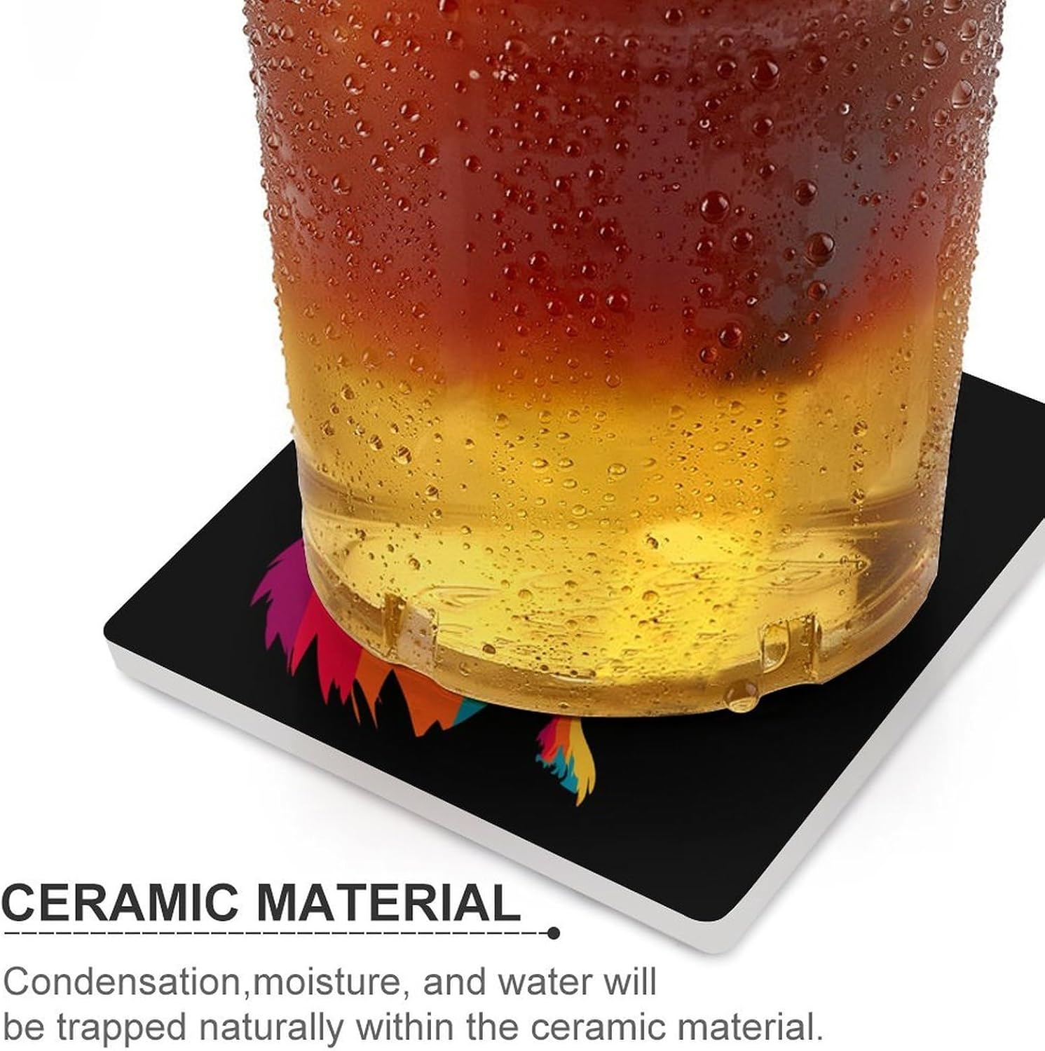 Dachshund Playing Guitar Coaster for Drinks Square Ceramic Table Coasters Stone Mat Crafts 4PCS Home Kitchen Decor