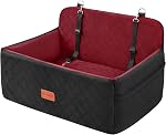 HEGGCOOE Dog Car Seat for Medium/Large Dogs, Pet Booster Seat for Under 55 lbs or 2 Small Dogs, Detachable & Washable Dog Car Bed for Backseat with 2 Safety Leashes(Black/Grey)